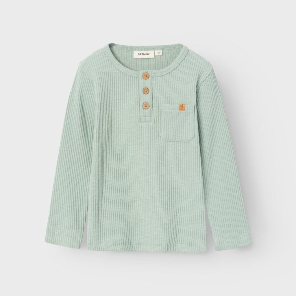 Lil'Atelier Langarm Shirt - jade gerippt