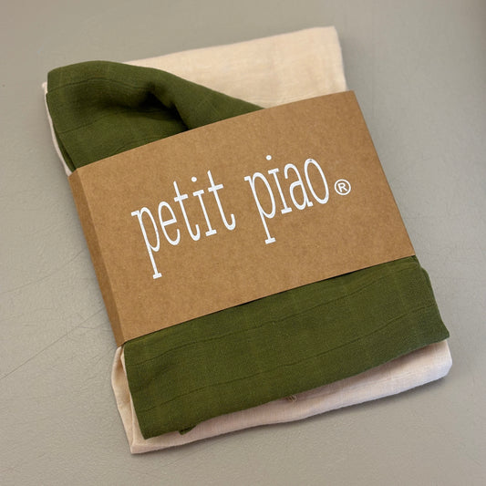 Petit Piao Swaddles 40x40 - grün/beige - 2 Stück